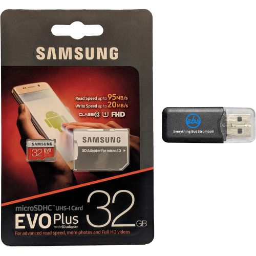 삼성 Samsung Evo Plus 32GB MicroSD Memory Card & Adapter Works with GoPro Hero 9 Black (Hero9) Full HD, UHS-I, U1, Speed Class 10, SDHC (MB-MC32) Bundle with (1) Everything But Strombol