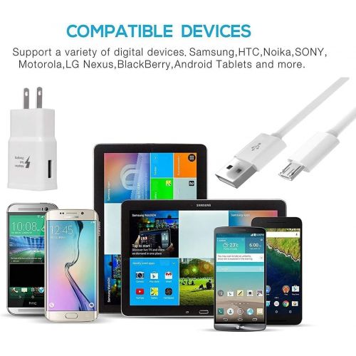 삼성 Samsung OEM 2 Amp Adapter 5-Feet Micro USB Data Sync Charging Cables for Galaxy S2/S3/S4/Active/Note 1/2 - Non-Retail Packaging - White