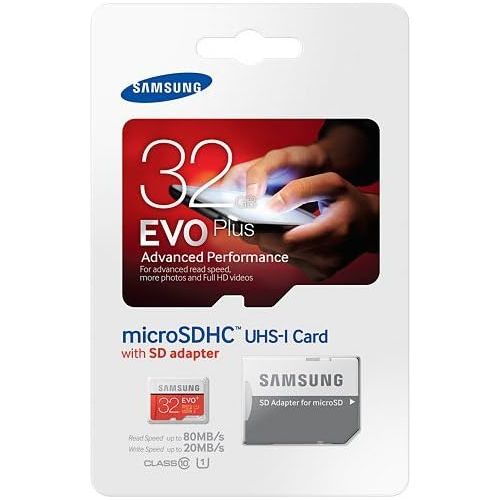 삼성 Samsung Evo Plus 32GB MicroSD HC Class 10 UHS-1 Mobile Memory Card for Samsung Galaxy J3 J1 Nxt Ace A9 A7 A5 A3 Tab A 7.0 E 8.0 View On7 On5 Z3 with SD Memory Card Reader