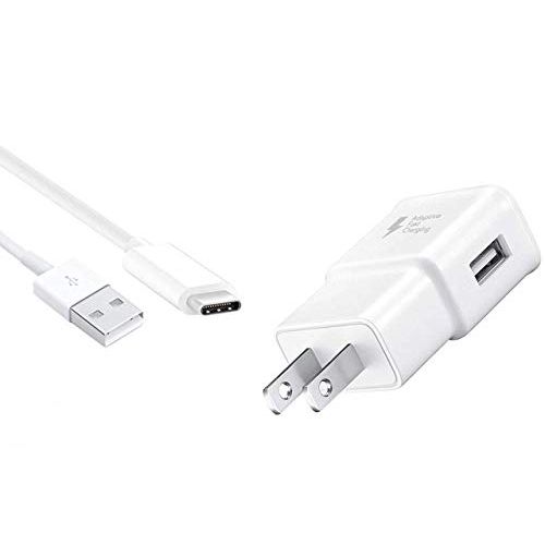 삼성 Samsung Fast Adaptive Wall Adapter Charger for Galaxy S9 S9+ Note 9 S8 S8+ Note 8 EP-TA20JWE + Type C / USB-C Cable - White