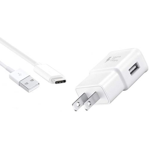 삼성 Samsung Fast Adaptive Wall Adapter Charger for Galaxy S9 S9+ Note 9 S8 S8+ Note 8 EP-TA20JWE + Type C / USB-C Cable - White