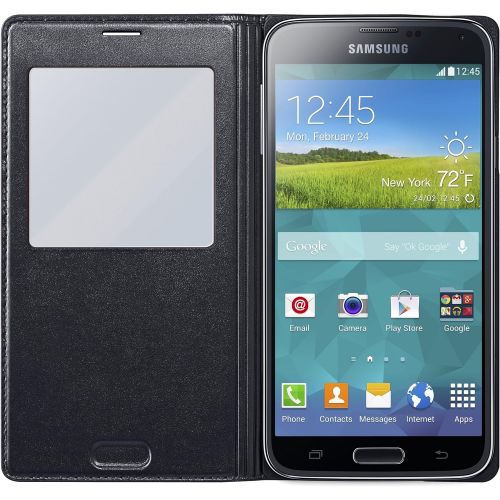 삼성 Samsung Galaxy S5 Case S View Flip Cover Folio, Black