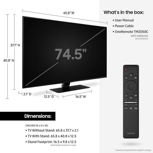 삼성 Samsung QN75Q80TA 75 4K Quantum Ultra High Definition Smart TV with a Samsung HW-Q60T Wireless 5.1 Channel Soundbar and Bluetooth Subwoofer (2020)