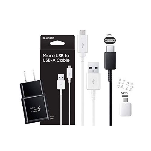 삼성 Official Samsung Fast Wall Charger with C Type - Micro USB Cable Retail Packing C OTG Adapter -for Galaxy S6/S7/S8/S9/ +/Note5/Note8/Note9