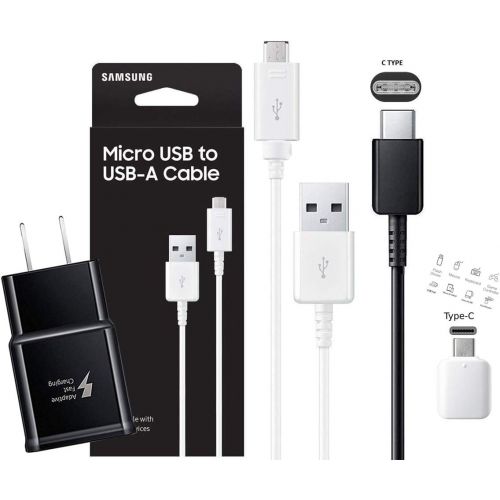 삼성 Official Samsung Fast Wall Charger with C Type - Micro USB Cable Retail Packing C OTG Adapter -for Galaxy S6/S7/S8/S9/ +/Note5/Note8/Note9