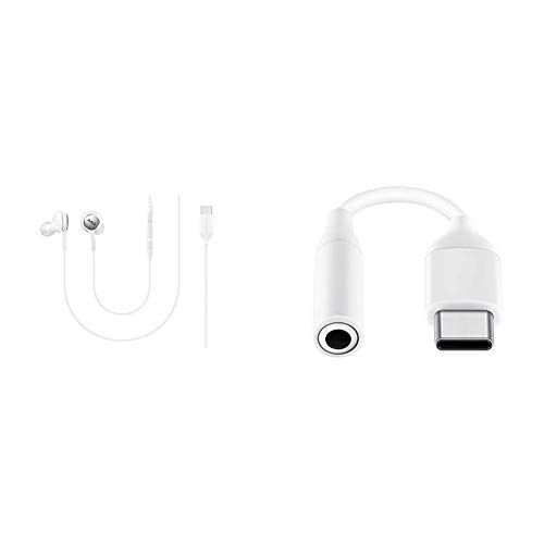삼성 Samsung Corded Type-C Earphones, White (EO-IC100BWEGUS) & USB-C to 3.5mm Headphone Jack Adapter for Note10 and Note10+ (US Version with Warranty)