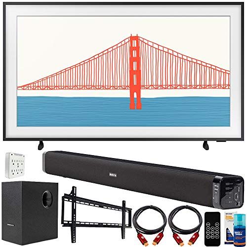 삼성 Samsung QN50LS03AA 50 Inch The Frame QLED 4K Smart TV (2021) Bundle with Deco Gear Home Theater Soundbar with Subwoofer, Wall Mount Accessory Kit, 6FT 4K HDMI 2.0 Cables and More