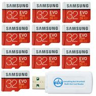 Samsung 32GB Evo Plus MicroSD Card (10 Pack EVO+) Class 10 SDHC Memory Card with Adapter (MB-MC32G) Bundle with (1) Everything But Stromboli Micro & SD Card Reader