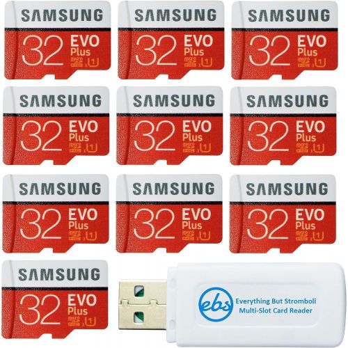 삼성 Samsung 32GB Evo Plus MicroSD Card (10 Pack EVO+) Class 10 SDHC Memory Card with Adapter (MB-MC32G) Bundle with (1) Everything But Stromboli Micro & SD Card Reader