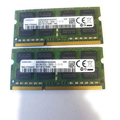 삼성 Samsung 16GB (2 x 8GB) 204-pin SODIMM, DDR3 PC3L-12800, 1600MHz ram Memory Module for laptops (M471B1G73EB0-YK0 x 2)