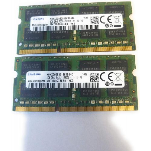 삼성 Samsung 16GB (2 x 8GB) 204-pin SODIMM, DDR3 PC3L-12800, 1600MHz ram Memory Module for laptops (M471B1G73EB0-YK0 x 2)