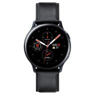 Samsung Original Galaxy Watch Active2 w/; auto Workout Tracking, Enhanced Sleep Tracking Analysis; Stainless Steel CASE and Leather Band (International Model) (Black, 40mm) No LTE
