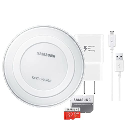 삼성 Samsung Qi Certified Fast Charge Wireless Pad Charger - with Fast Wall Charger & 32GB Micro SD EVO Plus (Non Retail Packing)