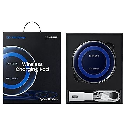 삼성 Samsung Qi Certified Fast Charge Wireless Charger Pad (Includes Wall Charger) Universally compatible with all Qi enabled phones - Black/Blue (2 PACK)