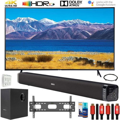 삼성 SAMSUNG UN55TU8300 55 HDR 4K UHD Smart Curved TV (2020 Model) Bundle with Deco Gear Home Theater Soundbar with Subwoofer and Complete Wall Mount Setup and Accessory Kit