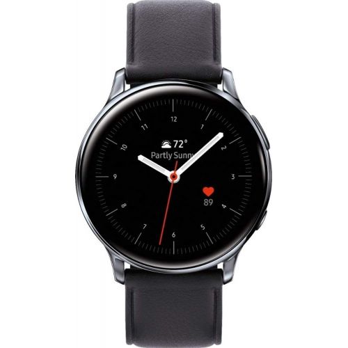 삼성 Samsung Original Galaxy Watch Active2 w/; auto Workout Tracking, Enhanced Sleep Tracking Analysis; Stainless Steel CASE and Leather Band (International Model) (Silver, 40mm) No LTE