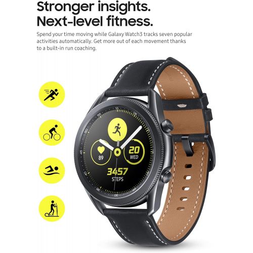 삼성 SAMSUNG Galaxy Watch 3 (45mm, GPS, Bluetooth) Smart Watch with Advanced Health Monitoring, Fitness Tracking, and Long lasting Battery - Mystic Black (US Version)