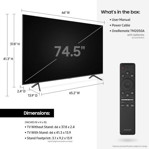 삼성 Samsung QN75Q60TA 75 Ultra High Definition 4K Quantum HDR Smart QLED TV with a Walts TV Large/Extra Large Full Motion Mount for 43-90 Compatible TVs and Walts HDTV Screen Cleaner K