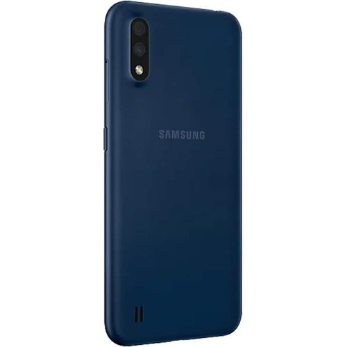 삼성 Samsung Galaxy A01 (16GB, 2GB RAM) 5.7 Infinity-V, Dual Rear Camera, Snapdragon 439, US & Global 4G LTE GSM Unlocked A015M/DS - International Model (Blue, 64GB SD Bundle)