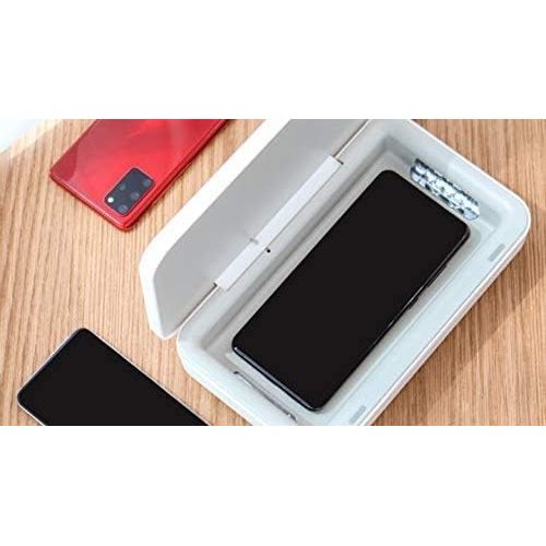 삼성 Samsung Qi Wireless Charger and UV Phone Sanitizer - Wireless Charging Pad, UV Sanitizer Box Light - Velvet Pouch Bundle - US Version