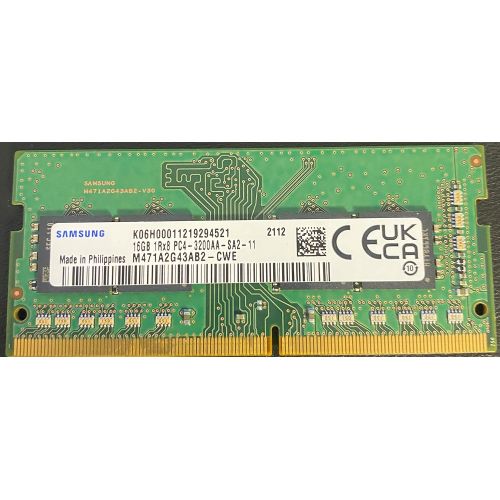삼성 Samsung 16GB DDR4 3200MHz SODIMM PC4-25600 CL22 2Rx8 1.2V 260-Pin SO-DIMM Laptop Notebook RAM Memory Module M471A2K43DB1-CWE