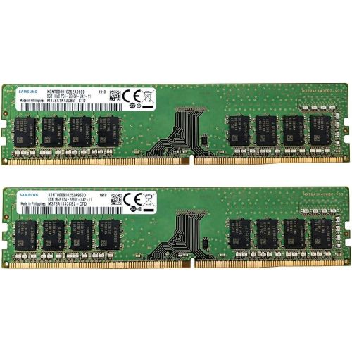 삼성 Samsung 16GB (2x8GB) DDR4 2666MHz DIMM PC4-21300 UDIMM Non-ECC 1Rx8 1.2V CL19 288-Pin Desktop Computer RAM Memory Upgrade Kit M378A1K43CB2-CTD