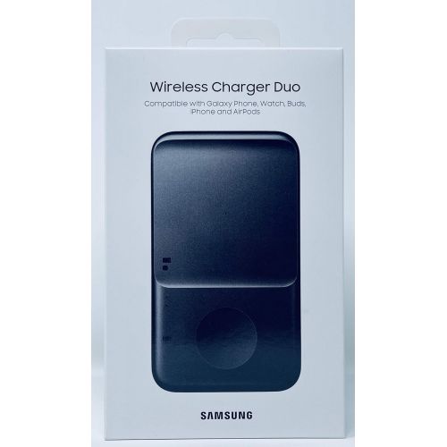 삼성 SAMSUNG Wireless Charger Fast Charge Pad Duo (2021), Universally Compatible with Qi Enabled Phones, and Select Samsung Watches (International Version), Black