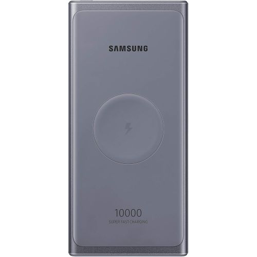 삼성 SAMSUNG 10,000 mAh Super Fast 25W Portable Wireless Charger Charger Battery Pack USB-C, Silver (US Version with Warranty) (EB-U3300XJEGUS)