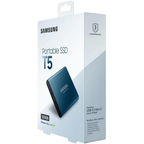 삼성 Samsung T5 500GB USB 3.1 Pocket Size Portable External SSD (Blue)