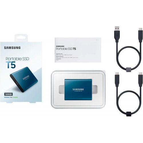 삼성 Samsung T5 500GB USB 3.1 Pocket Size Portable External SSD (Blue)