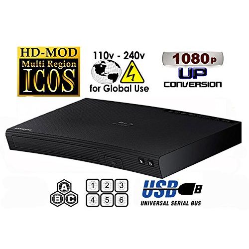 삼성 NEW SAMSUNG BD-J5100 (Compact 12W x 2H x 8D) Multi Zone All Region Blu Ray DVD Player - 1 HDMI, 1 COAX, 1 ETHERNET CONNECTIONS + (6Feet HDMI Cable)