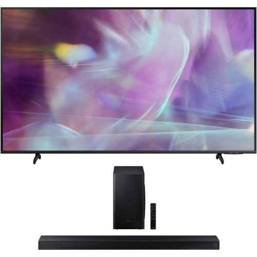 삼성 Samsung QN75Q60AA 75 QLED Q60 Series 4K Smart TV Titan Gray with a Samsung HW-T650 Bluetooth Soundbar with Dolby Audio Wireless Subwoofer (2021)