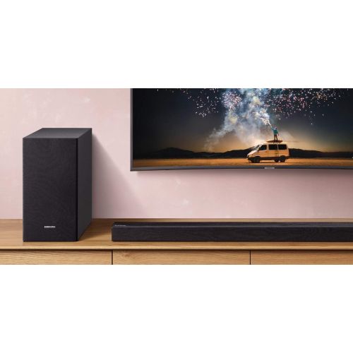 삼성 SAMSUNG Bluetooth Smart Sound Soundbar with Wireless Active Subwoofer Game Mode Stream Music APP Control Free Optical Cable with Alphasonik Earbuds