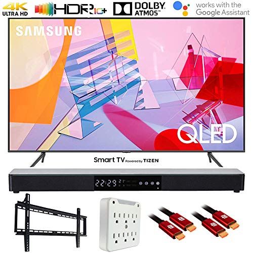 삼성 SAMSUNG QN55Q60TA 55 Q60T QLED 4K UHD Smart TV (2020) with Deco Gear Soundbar Bundle