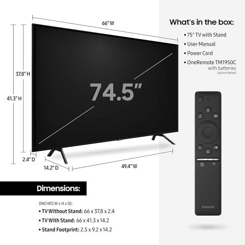 삼성 SAMSUNG Q70 Series 75-Inch Smart TV, Flat QLED 4K UHD HDR - 2019 Model
