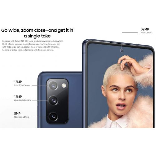 삼성 Samsung Galaxy S20 FE 5G (128GB, 6GB) 6.5 AMOLED, Snapdragon 865, IP68 Water Resistant, 5G Volte AT&T Unlocked (T-Mobile, Verizon, Sprint, Metro) G781U (Cloud Navy)