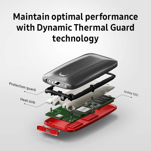 삼성 Samsung X5 Portable SSD - 2TB - Thunderbolt 3 External SSD (MU-PB2T0B/AM) Gray/Red
