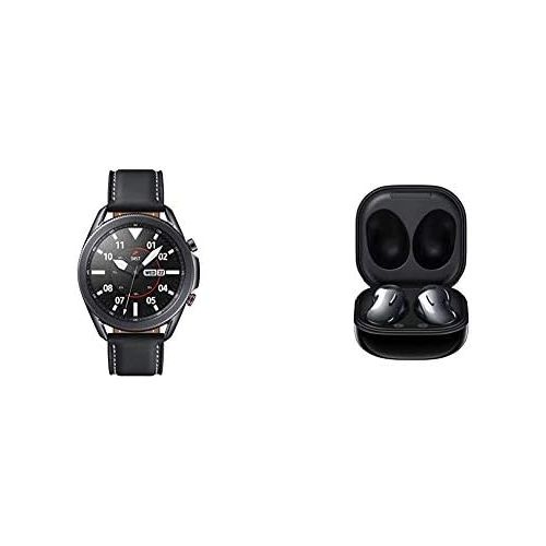 삼성 Samsung Galaxy Watch 3 (45mm, GPS, Bluetooth, Unlocked LTE) Smart Watch - Mystic Black with Samsung Galaxy Buds Live, T, Mystic Black