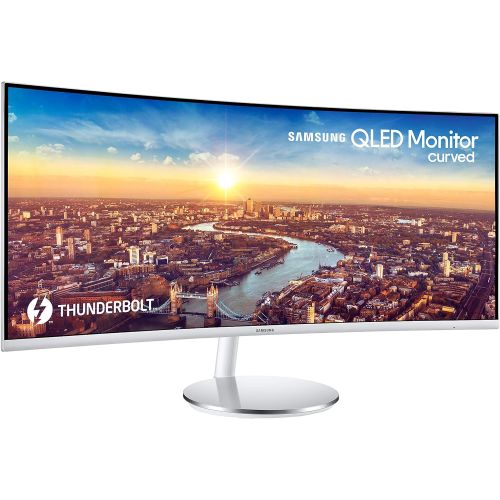 삼성 SAMSUNG J791 Series 34-Inch Ultrawide QHD (3440x1440) Computer Monitor, 100Hz, Thunderbolt 3 Daisy Chain, QLED, HDMI, USB Hub, Height Adjustable Stand (LC34J791WTNXZA), White