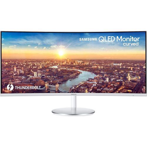 삼성 SAMSUNG J791 Series 34-Inch Ultrawide QHD (3440x1440) Computer Monitor, 100Hz, Thunderbolt 3 Daisy Chain, QLED, HDMI, USB Hub, Height Adjustable Stand (LC34J791WTNXZA), White