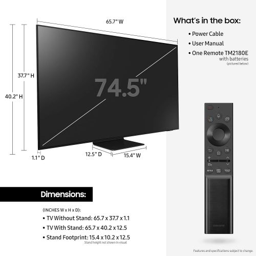 삼성 Samsung QN75QN90AA 75 Neo QLED QN90 Series 4K Smart TV with a Samsung HW-Q60T Wireless 5.1 Channel Soundbar and Bluetooth Subwoofer (2021)