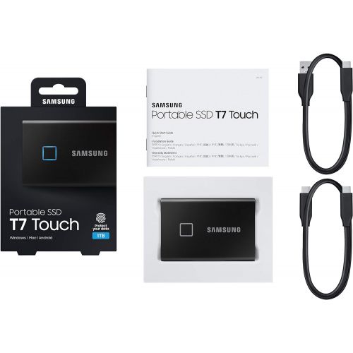 삼성 SAMSUNG T7 Touch Portable SSD 1TB - Up to 1050MB/s - USB 3.2 External Solid State Drive, Black (MU-PC1T0K/WW)