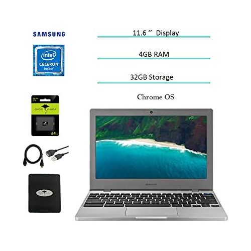 삼성 Samsung Chromebook 4 11.6” Slim Light Thin Laptop for Business and Student, Intel Celeron N4000, 4GB RAM, 32GB eMMC Gigabit, Wi-Fi, Chrome OS (32GB+ 64GB SD Card GM Bundle)