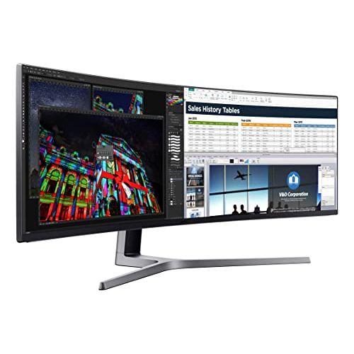 삼성 SAMSUNG 49-Inch CHG90 144Hz Curved Gaming Monitor (LC49HG90DMNXZA) ? Super Ultrawide Screen QLED Computer Monitor, 3840 x 1080p Resolution, 1ms Response, FreeSync 2 with HDR,Black