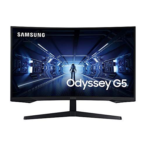 삼성 SAMSUNG 32” Odyssey G5 Gaming Monitor, WQHD (2560x1440), 144Hz, Curved, 1ms, HDMI, Display Port, AMD FreeSync Premium, HDR10, LC32G55TQWNXZA, Black