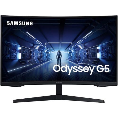 삼성 SAMSUNG 32” Odyssey G5 Gaming Monitor, WQHD (2560x1440), 144Hz, Curved, 1ms, HDMI, Display Port, AMD FreeSync Premium, HDR10, LC32G55TQWNXZA, Black