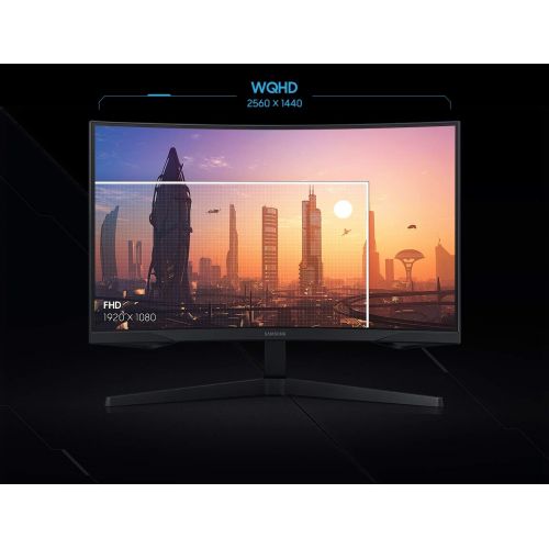 삼성 SAMSUNG 32” Odyssey G5 Gaming Monitor, WQHD (2560x1440), 144Hz, Curved, 1ms, HDMI, Display Port, AMD FreeSync Premium, HDR10, LC32G55TQWNXZA, Black