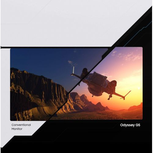 삼성 SAMSUNG 32” Odyssey G5 Gaming Monitor, WQHD (2560x1440), 144Hz, Curved, 1ms, HDMI, Display Port, AMD FreeSync Premium, HDR10, LC32G55TQWNXZA, Black