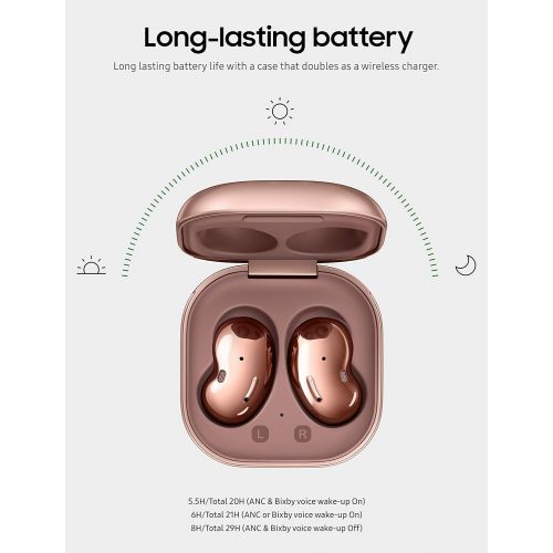 삼성 SAMSUNG Galaxy Buds Live True Wireless Earbuds US Version Active Noise Cancelling Wireless Charging Case Included, Mystic Bronze