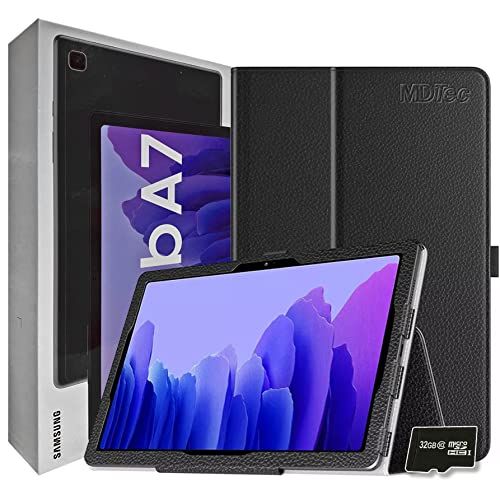 삼성 2020 Samsung Galaxy Tab A7 10.4” Inch 32 GB Wi-Fi Android 10 Touchscreen International Tablet Bundle ? MDTec PU Leather Case, Screen Protector, Stylus and 32GB microSD Card [Gray]